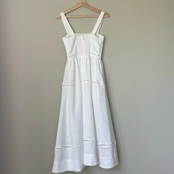 NEW Reformation Everett Linen Midi Dress White | US 2 UK 6 - Picture 9 of 16